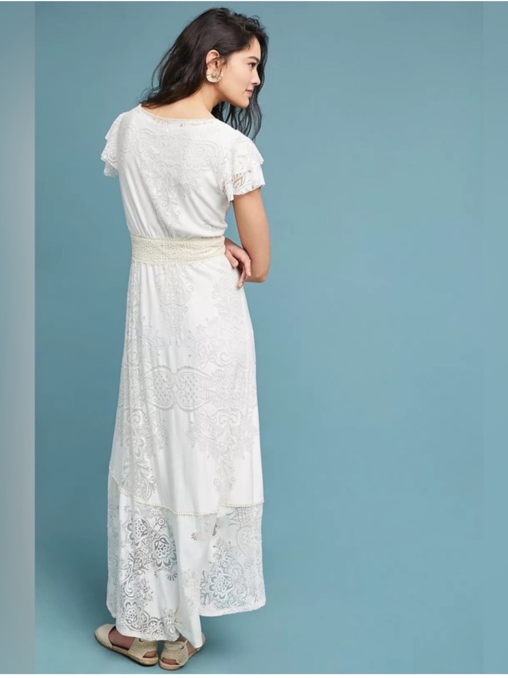 Farm Rio Dress Gerty Maxi Lace in Ivory White - Picture 3 of 8